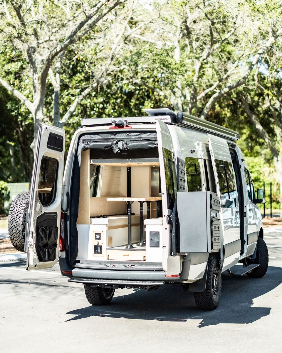A Sprinter with the rear doors open